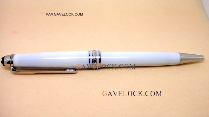Montblanc Meisterstuck Solitaire Tribute White Ballpoint Pen Free Shipping